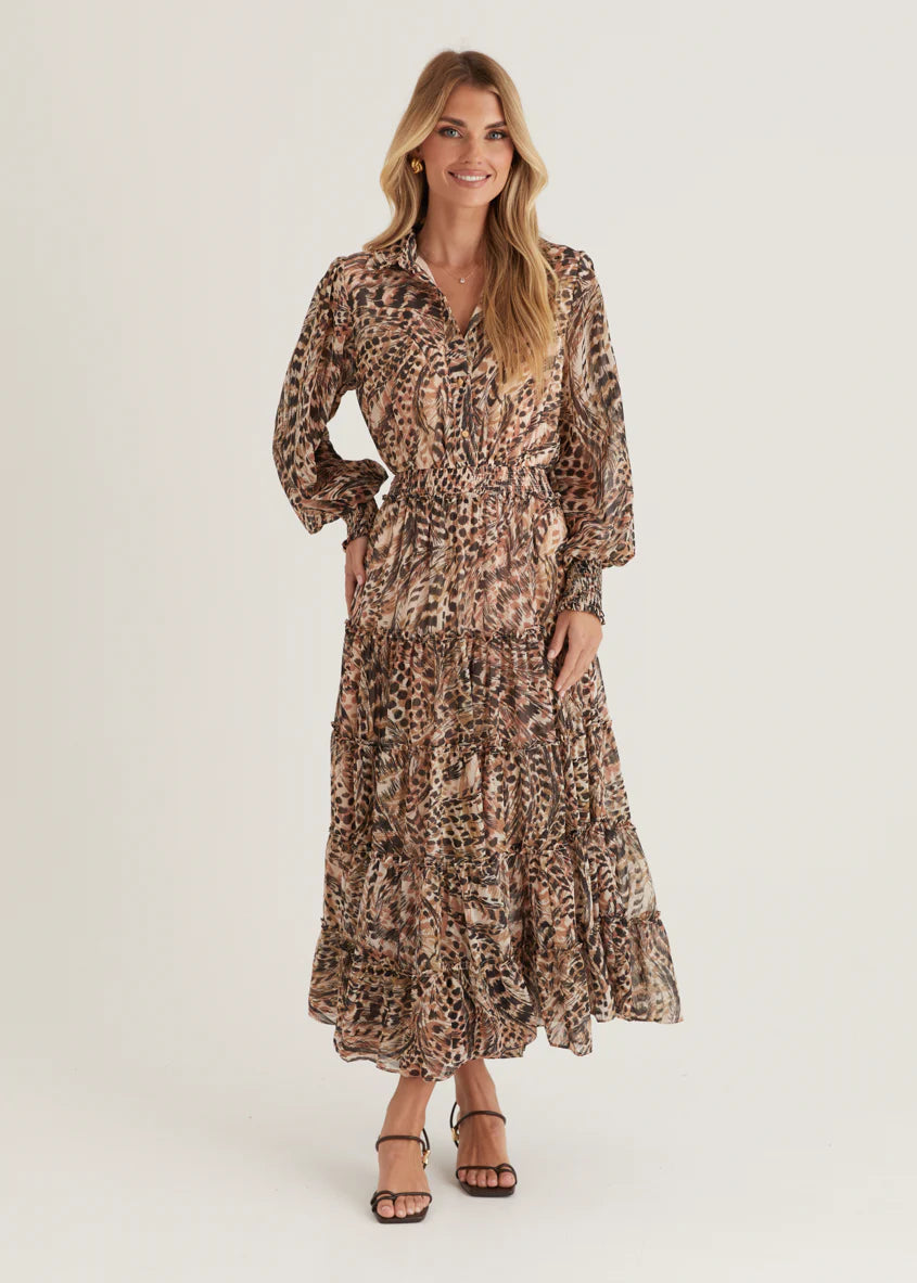 Brigette Maxi Dress - Peach Feather