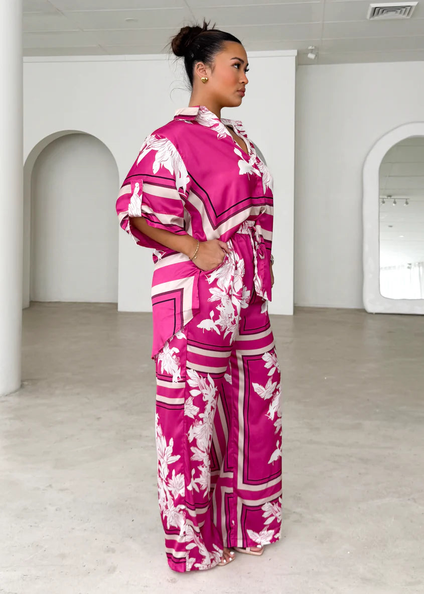 Kaycie Shirt - Magenta Floral