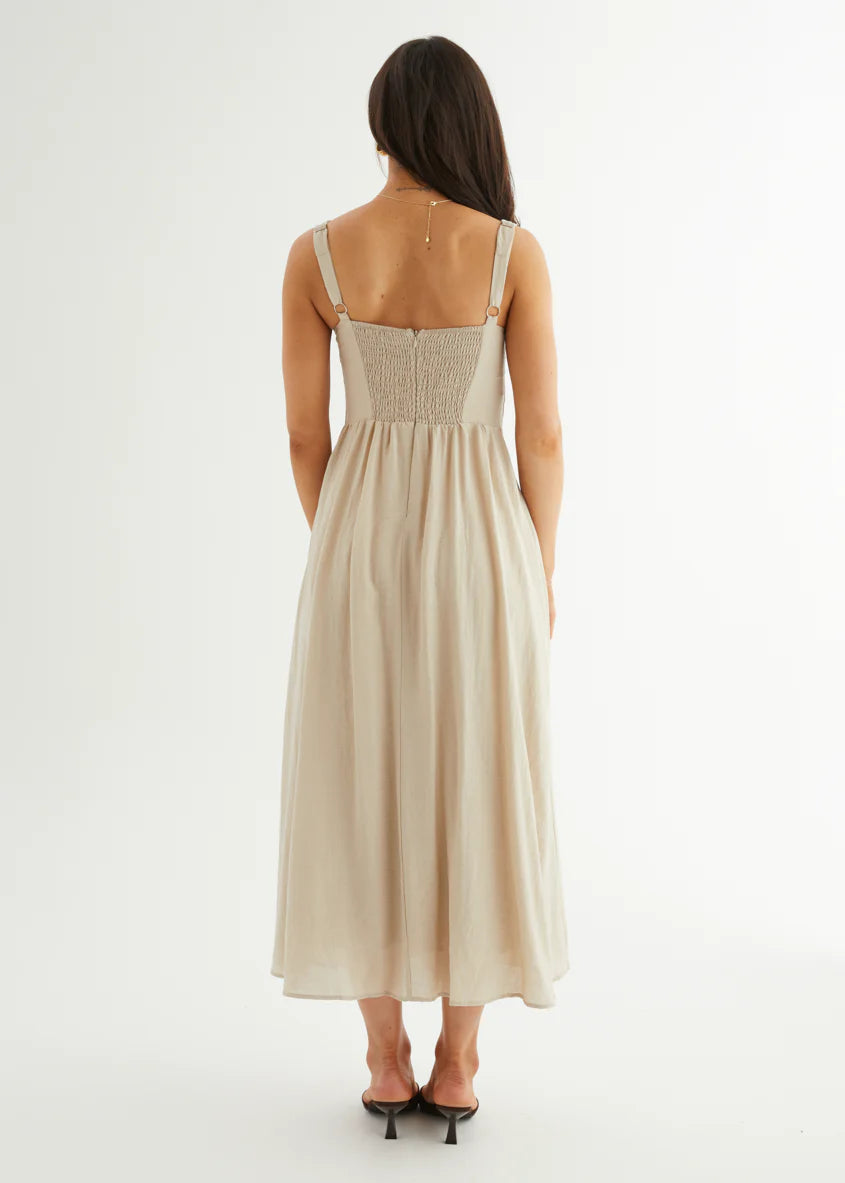 Neishia Midi Dress - Beige