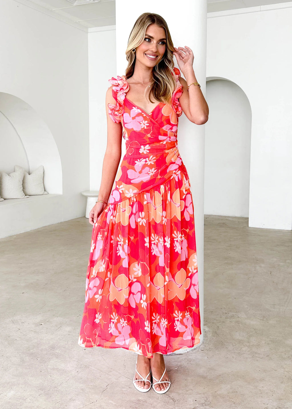Lucine Maxi Dress - Magenta Flowers