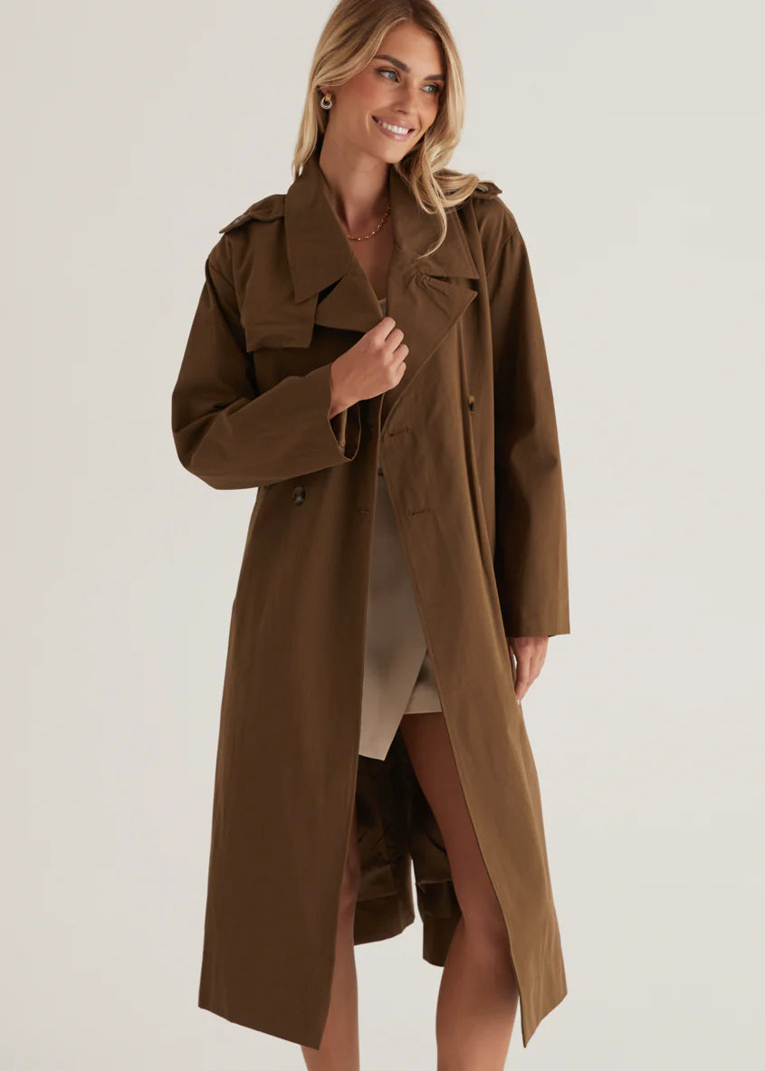 Lexxia Trench Coat - Dark Khaki