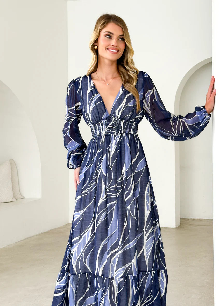 Skyline Maxi Dress - Navy Swirl