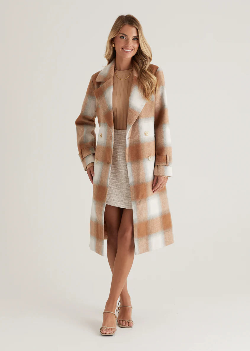 Laterro Coat - Tan Check