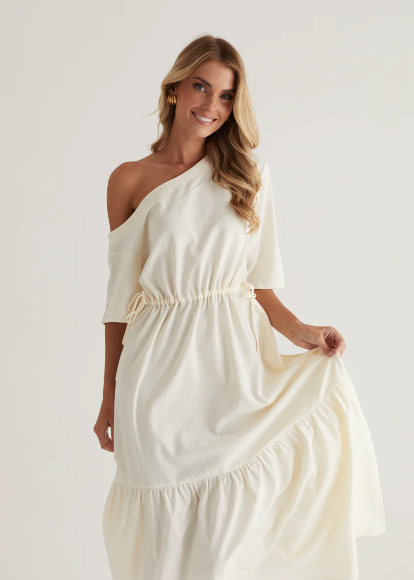 Loren Drop Shoulder Maxi Dress - Cream