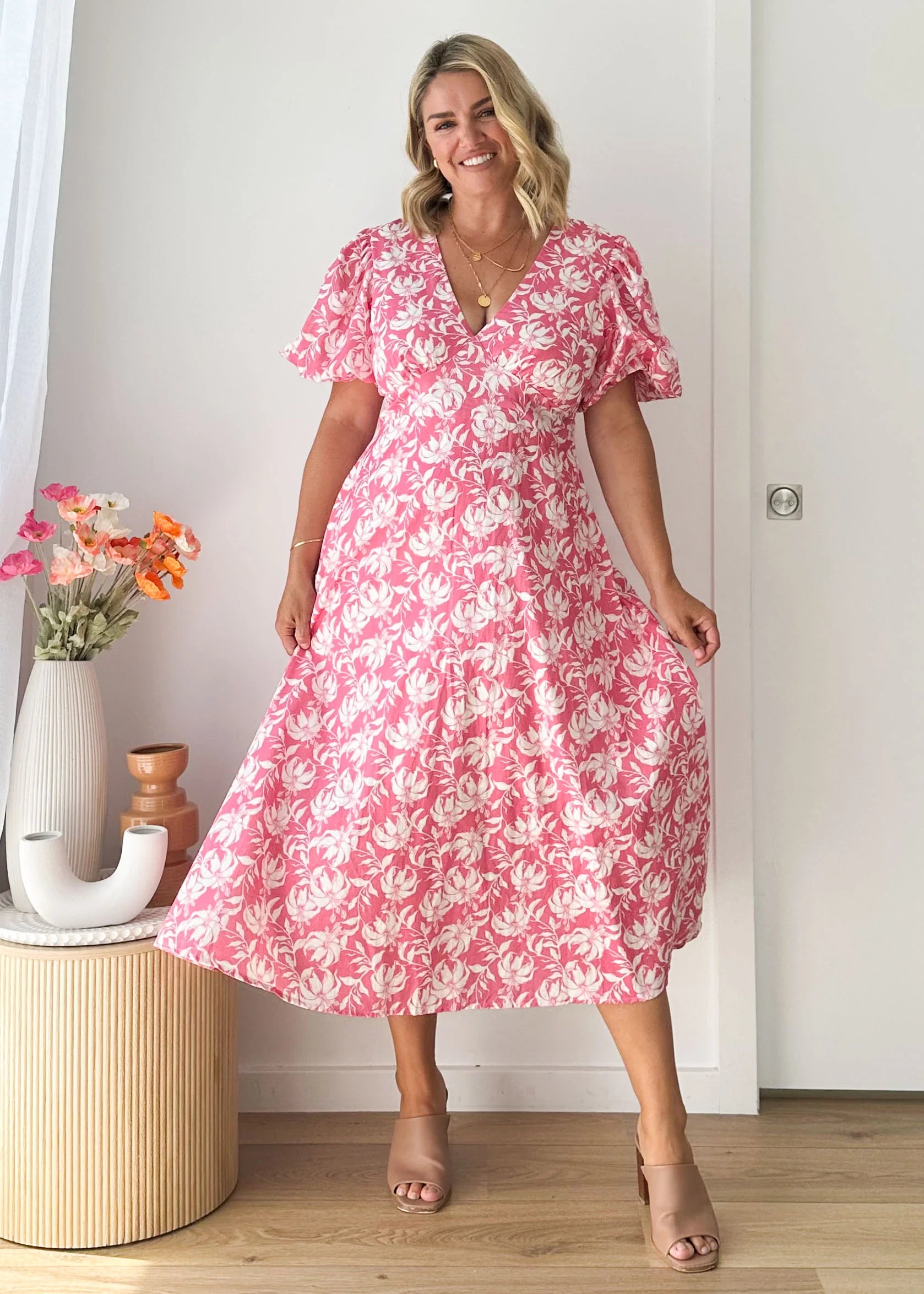 Paver Midi Dress - Pink Floral