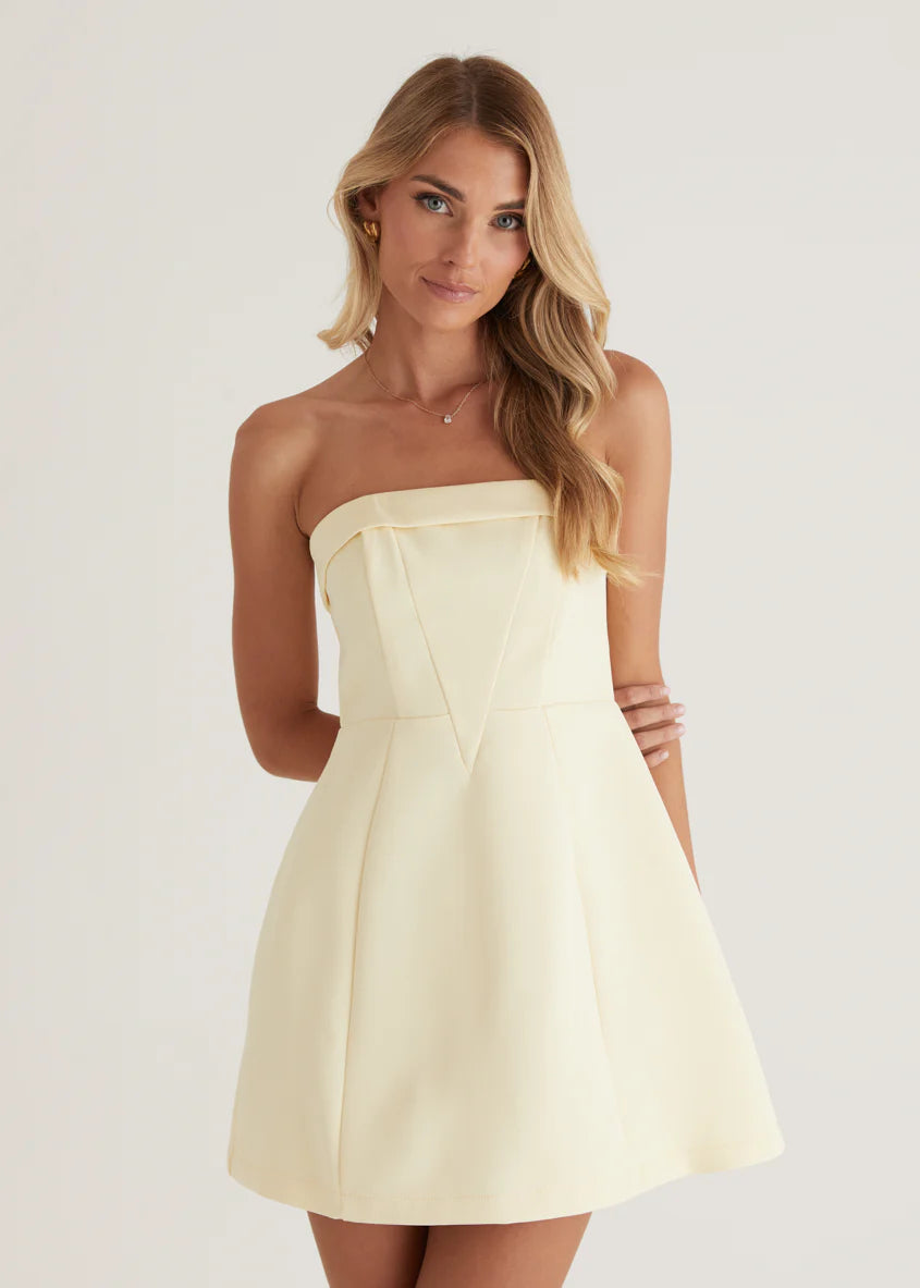 Mahala Strapless Dress - Lemon