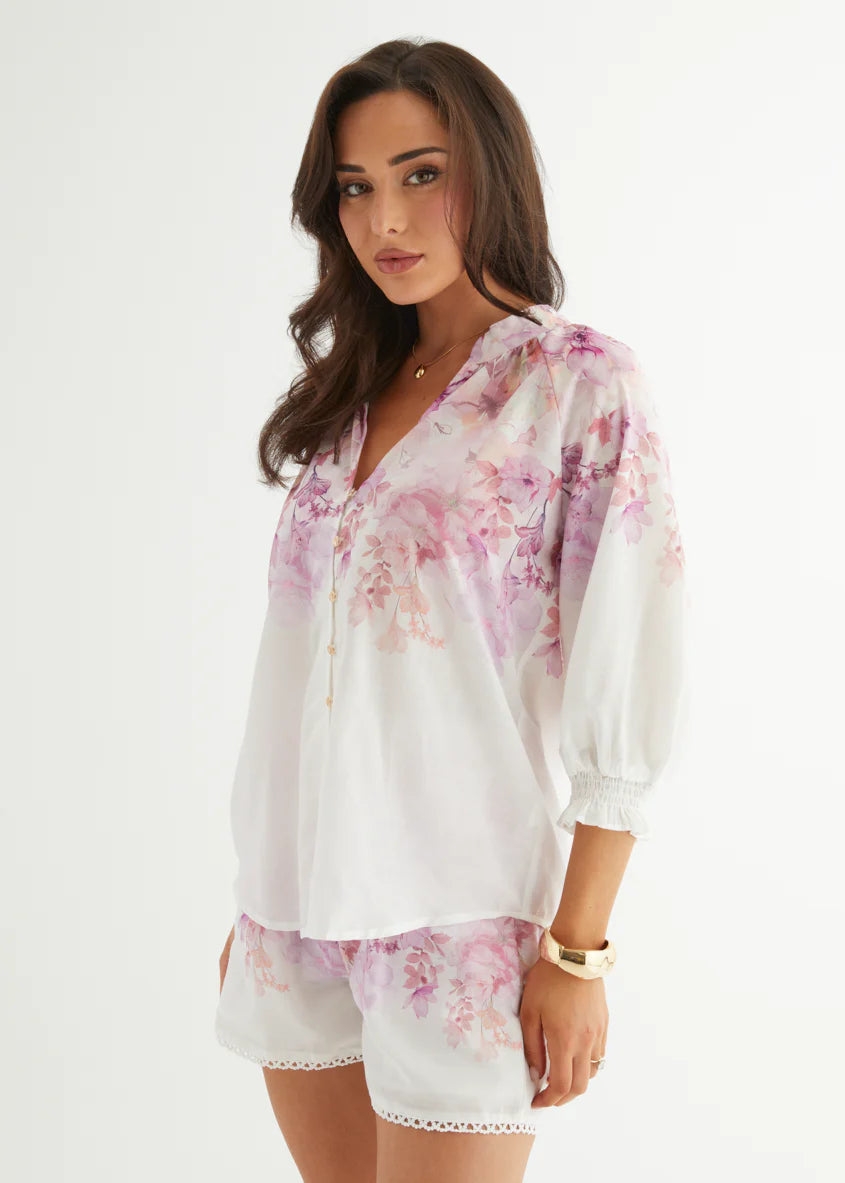Gillia Blouse - Pink Flowers