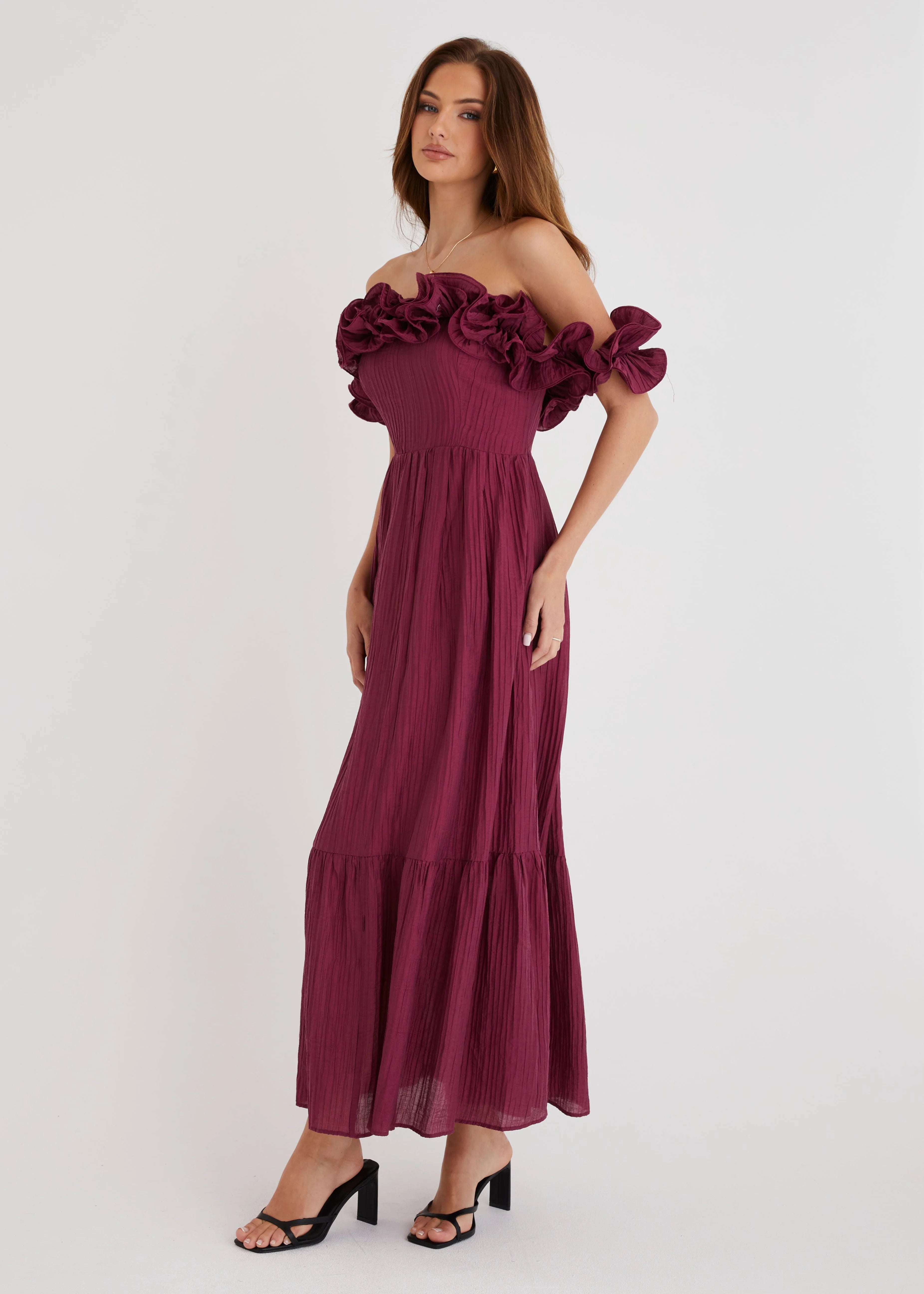 Marlow Off Shoulder Maxi Dress - Mulberry