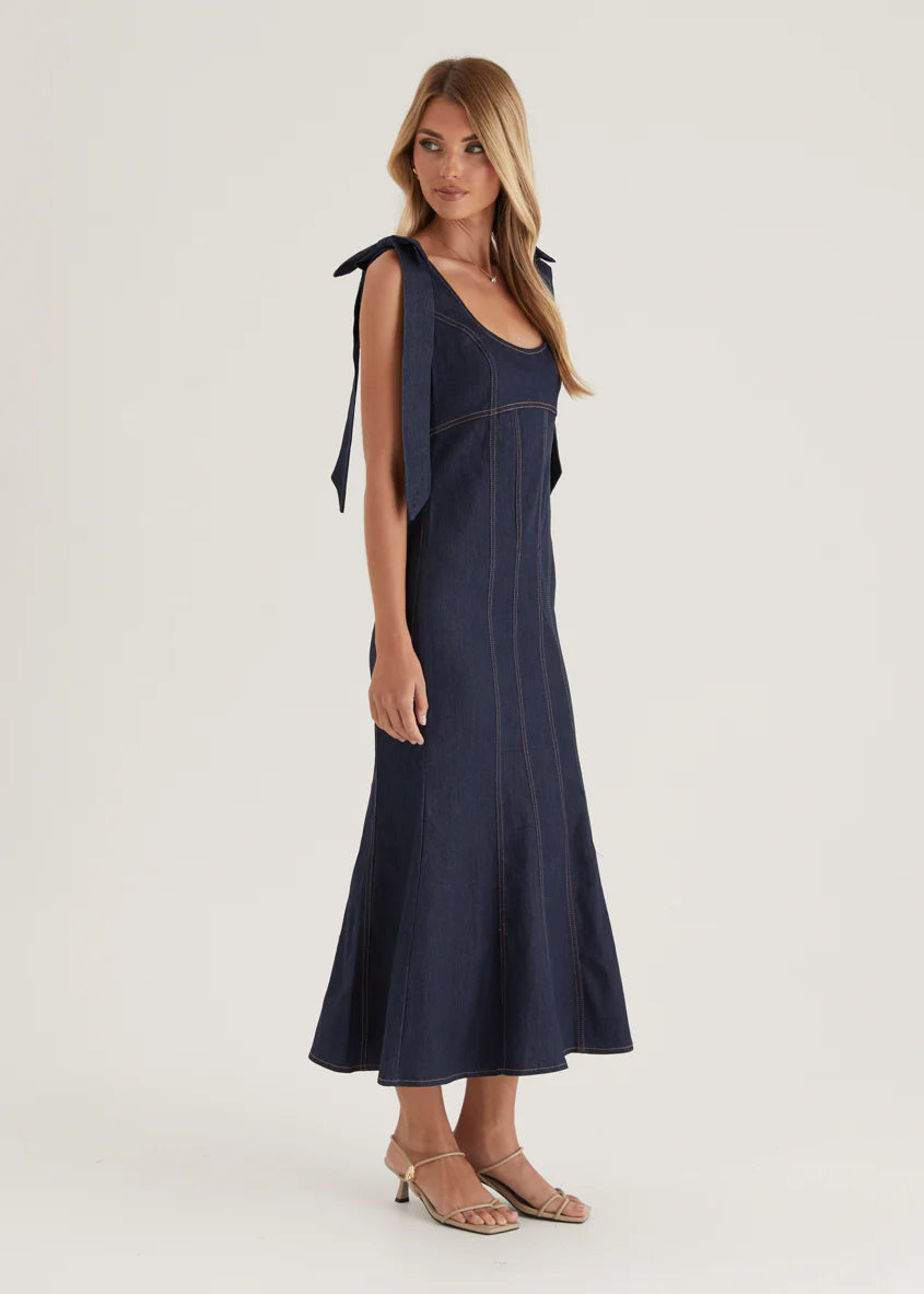 Adeline Denim Midi Dress - Indigo