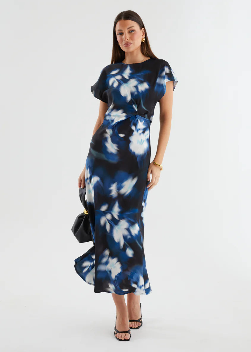 Odesza Maxi Dress - Navy Abstract