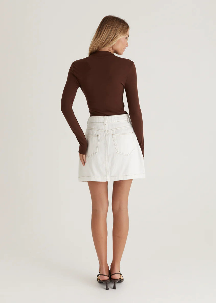 Sabine Denim Skirt - Off White