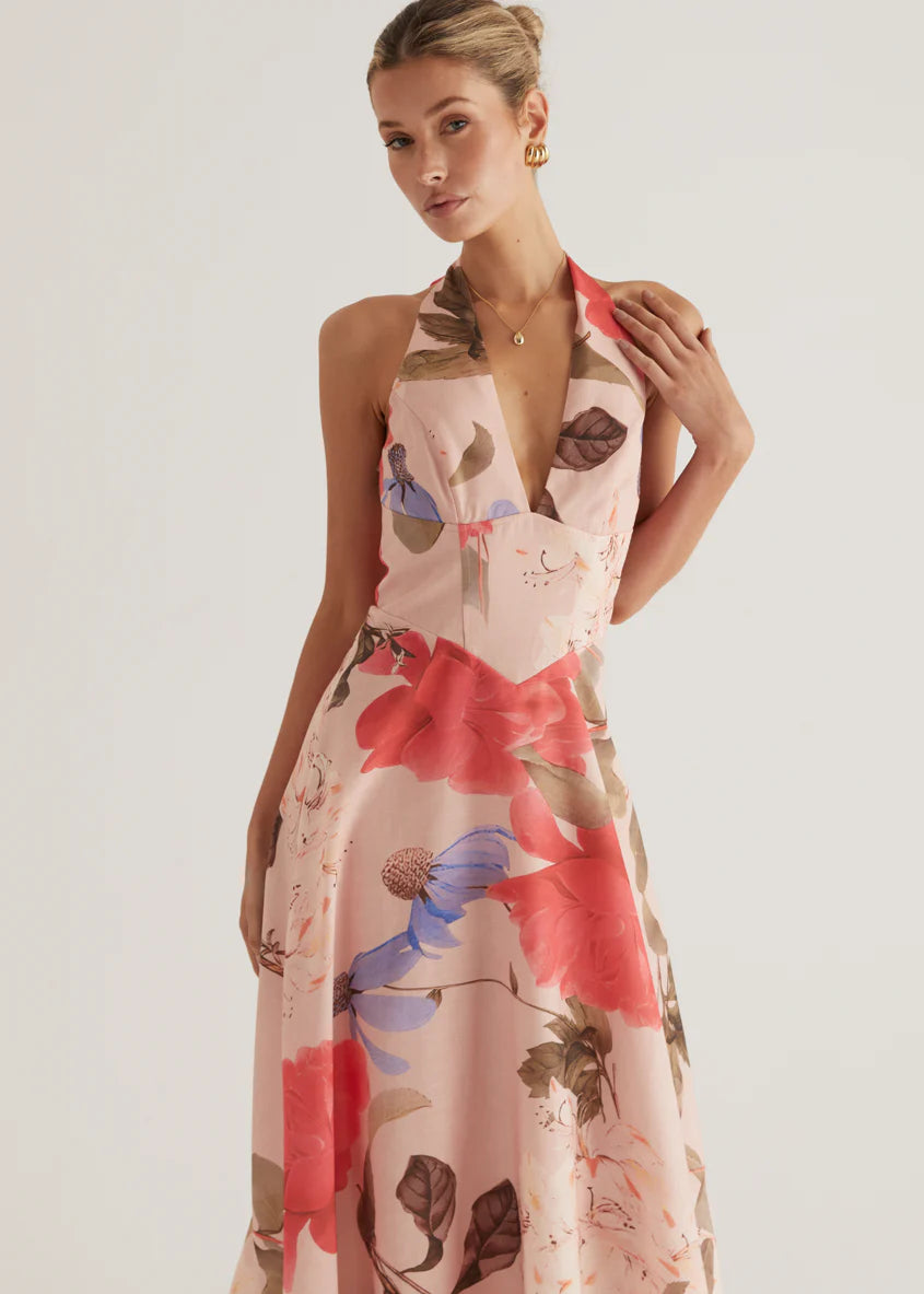 Ricky Halter Maxi Dress - Blush Floral
