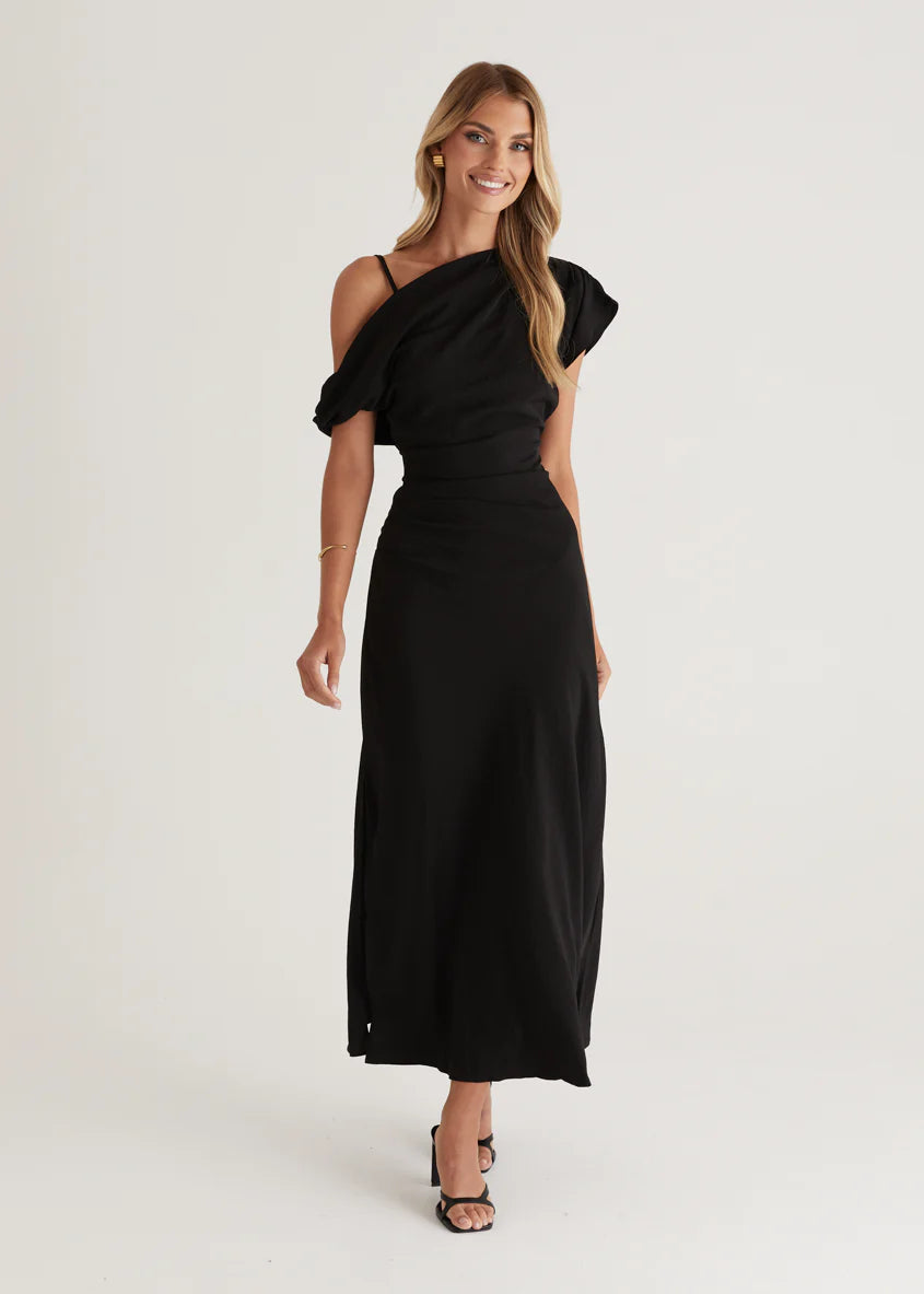 Evie Drop Shoulder Maxi Dress - Black