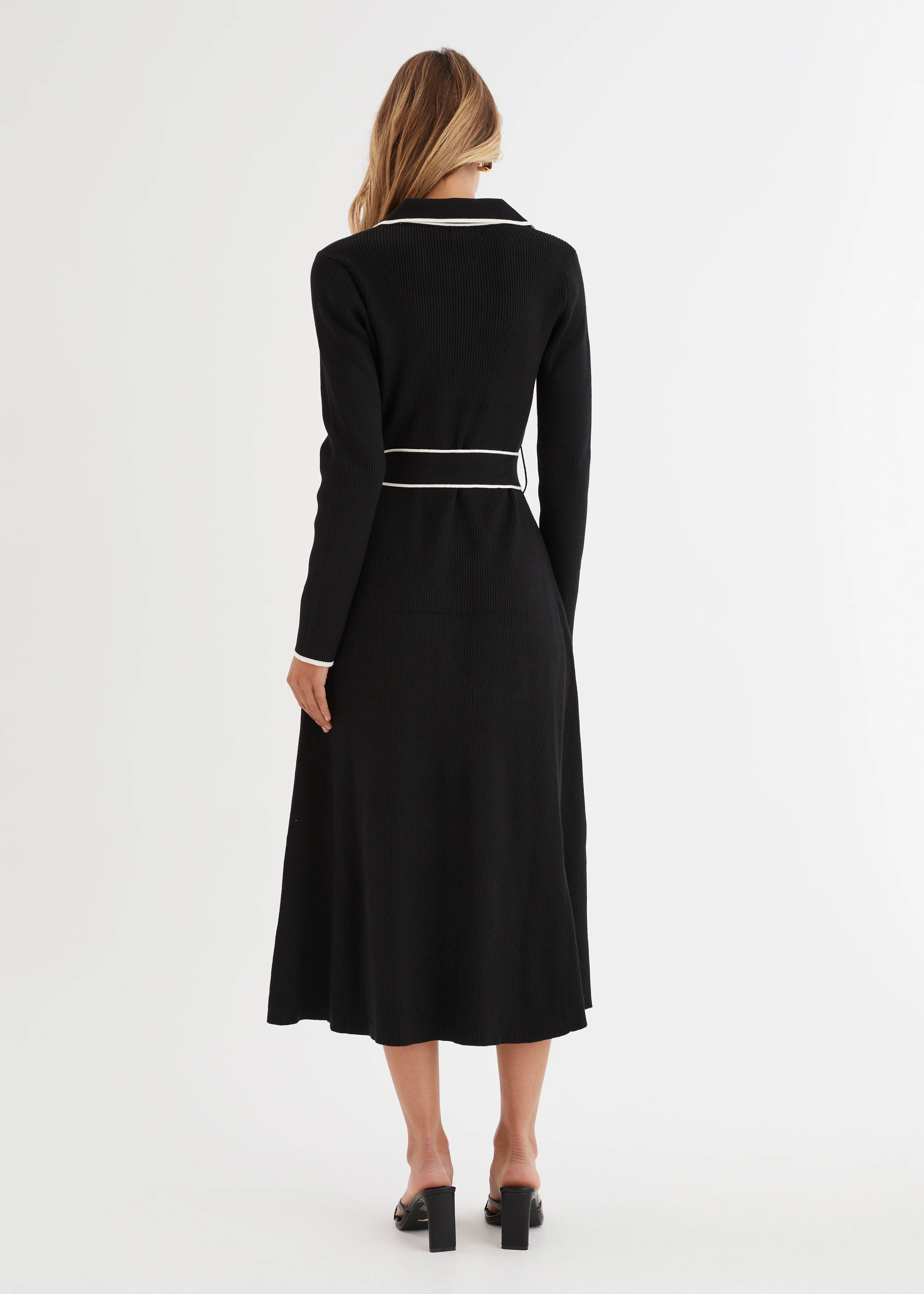 Stephanie Knit Midi Dress - Black
