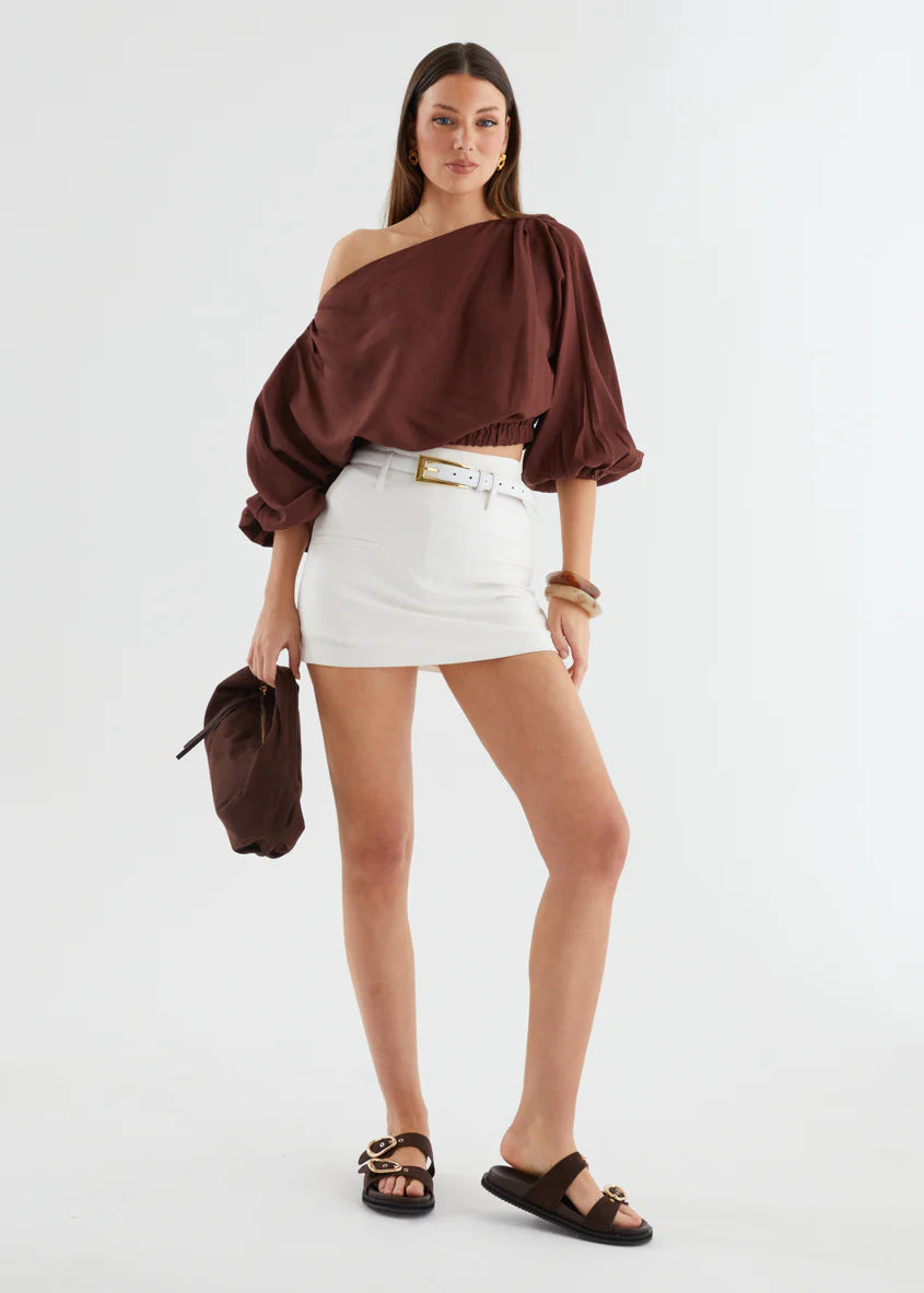 Marlowe Drop Shoulder Top - Chocolate