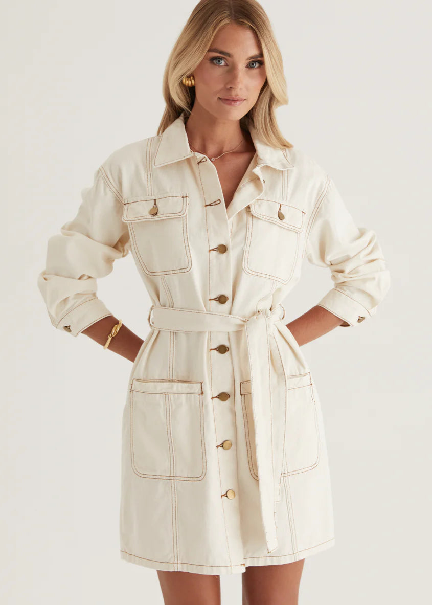Begra Denim Dress - Sand