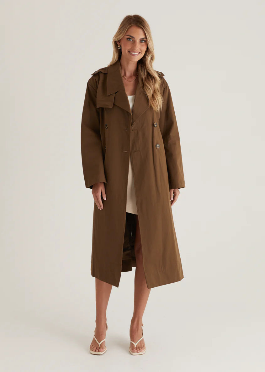 Lexxia Trench Coat - Dark Khaki