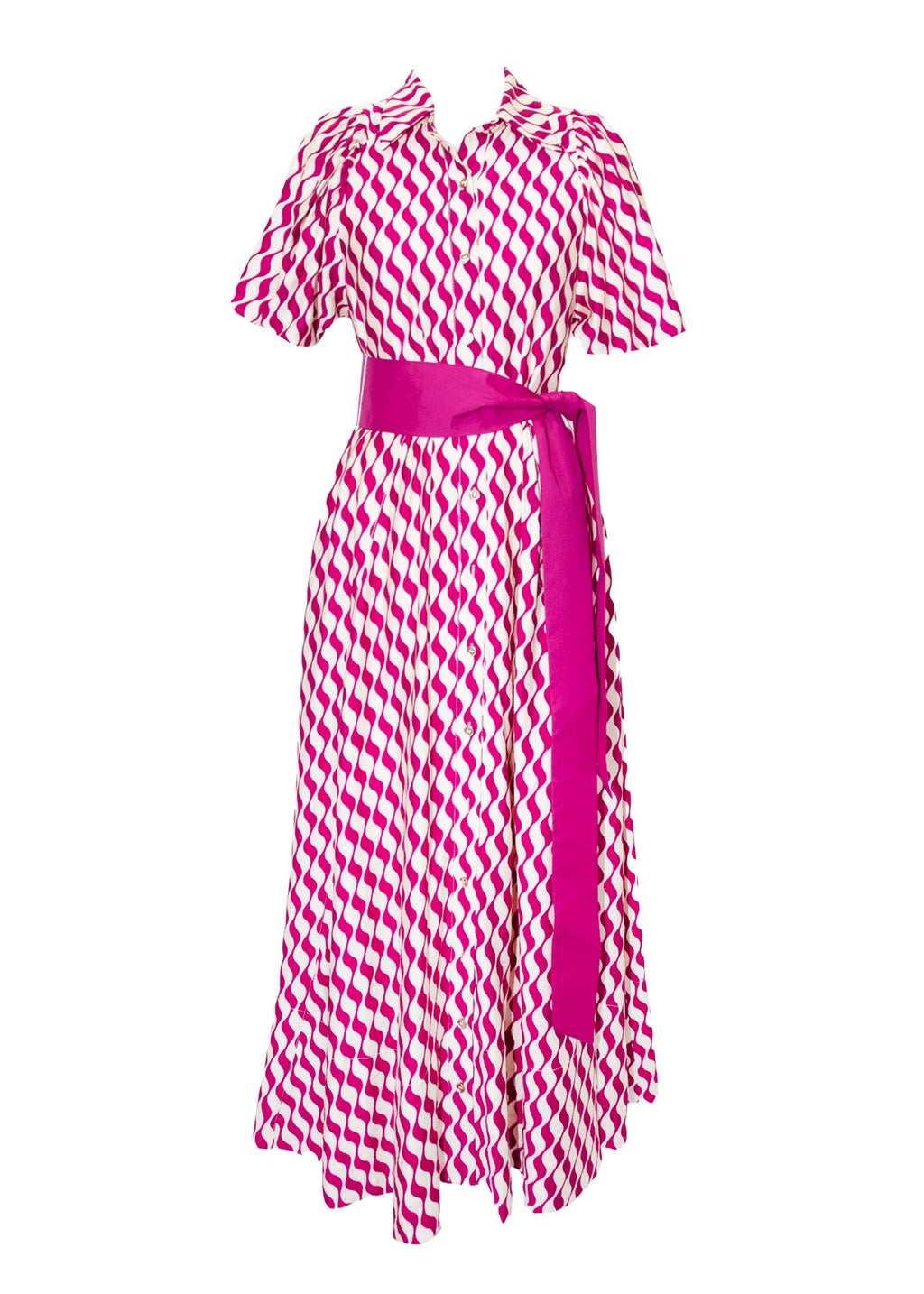 Brunswick Midi Dress - Magenta Wave