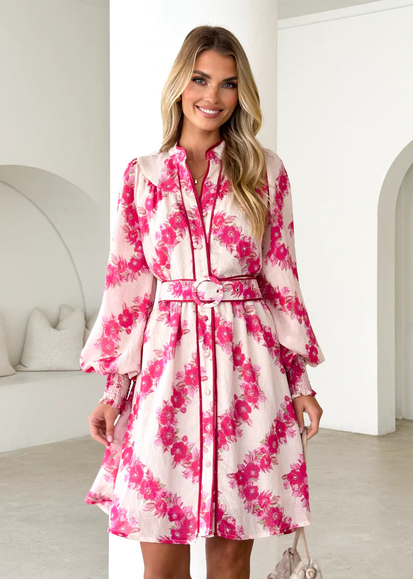 Silene Dress - Magenta Floral