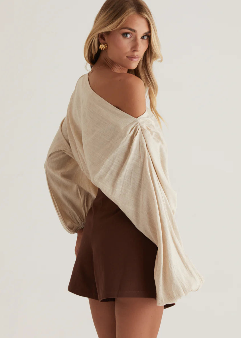 Marlowe Drop Shoulder Top - Natural