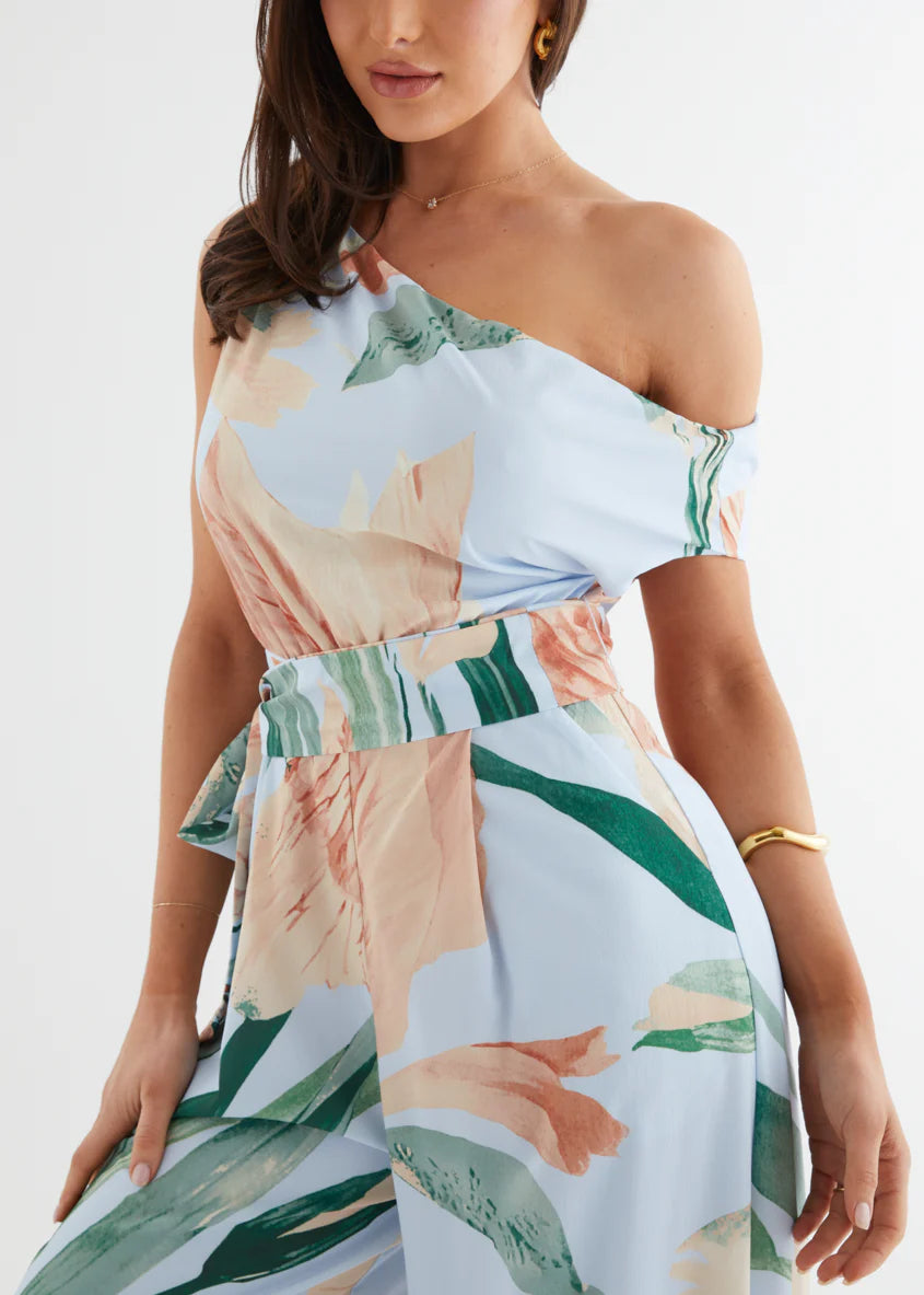 Ara Drop Shoulder Pantsuit - Blue Oasis