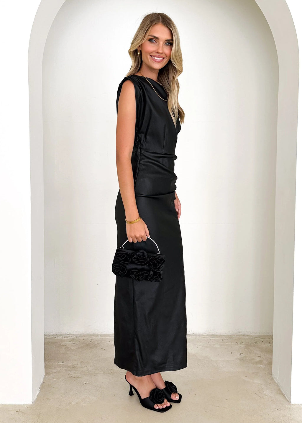 Astro Coated Midi Dress - Black