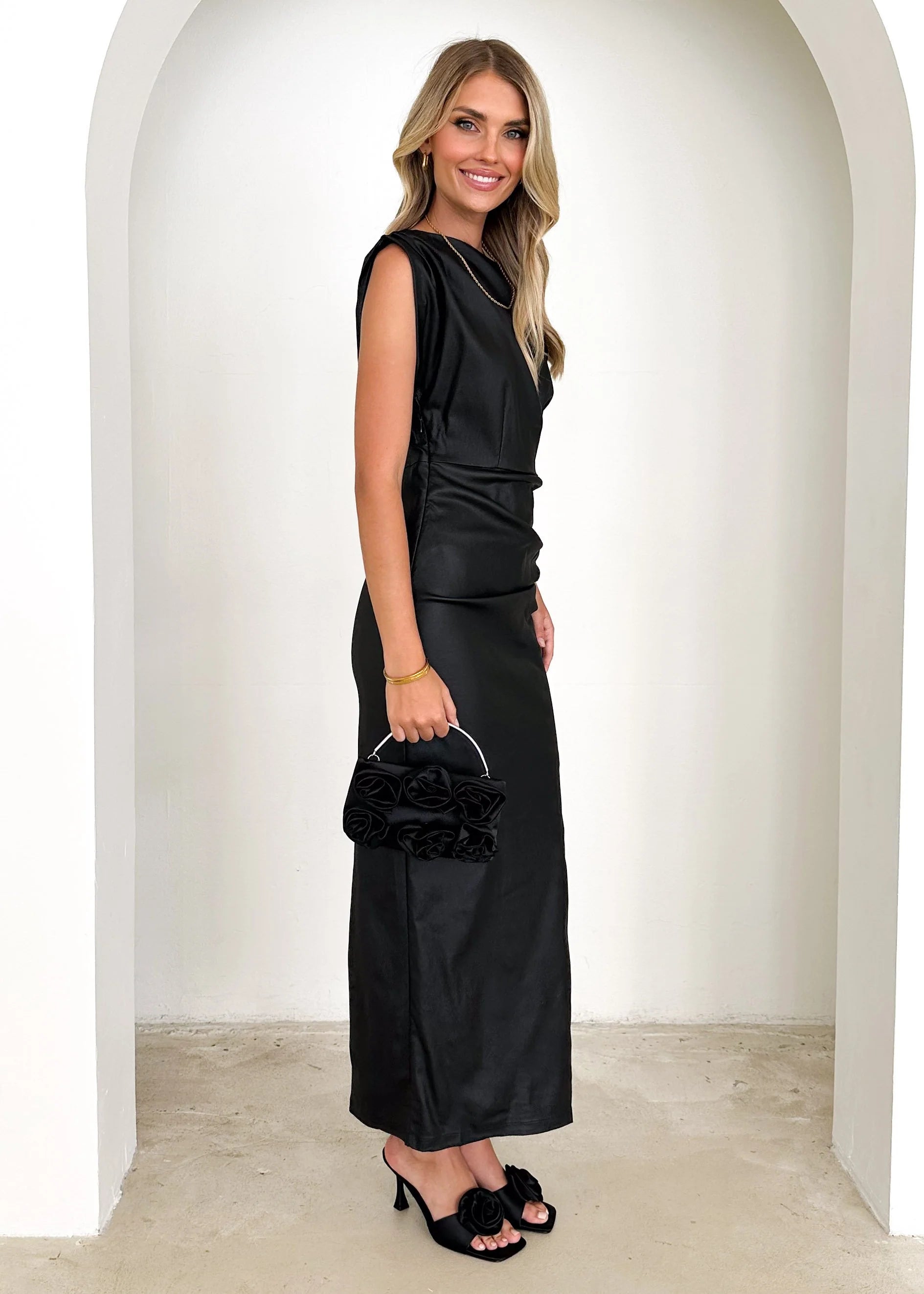 Astro Coated Midi Dress - Black