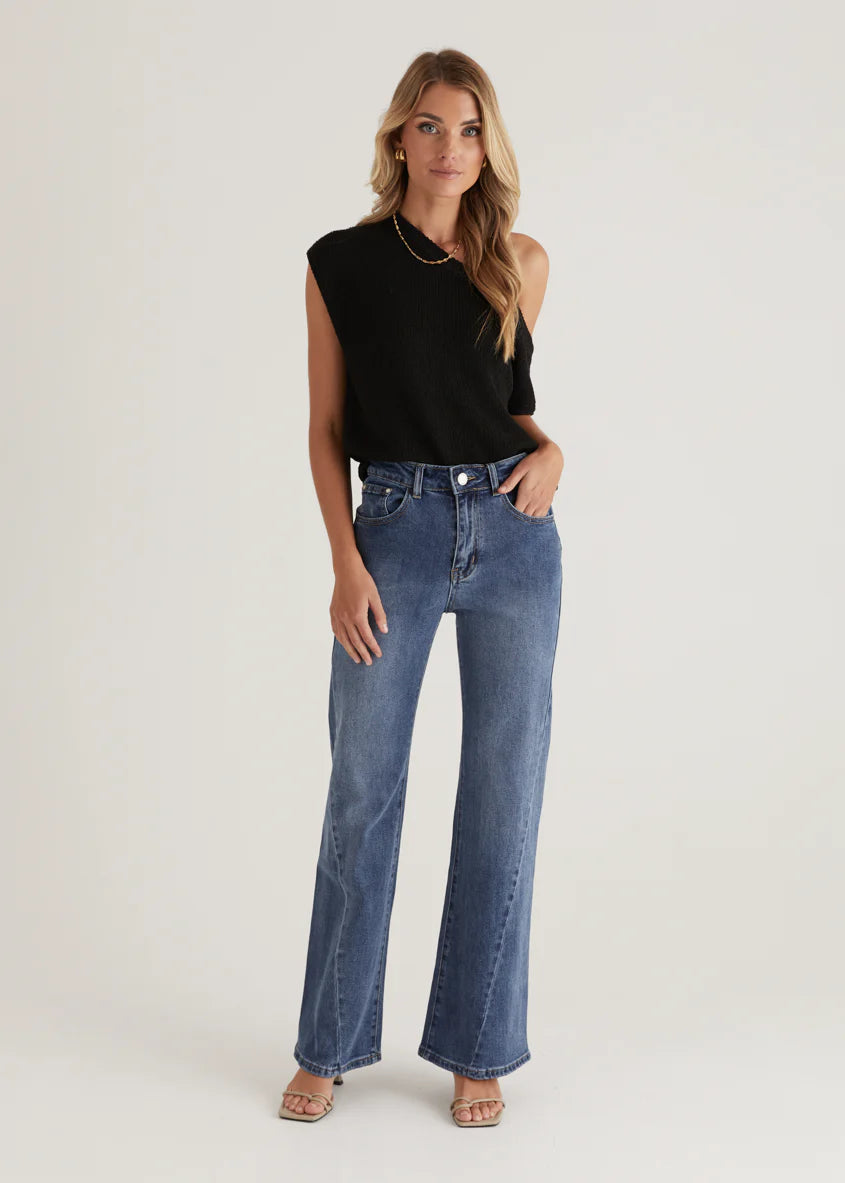 Georgie Stretch Flare  Jeans - Mid Blue