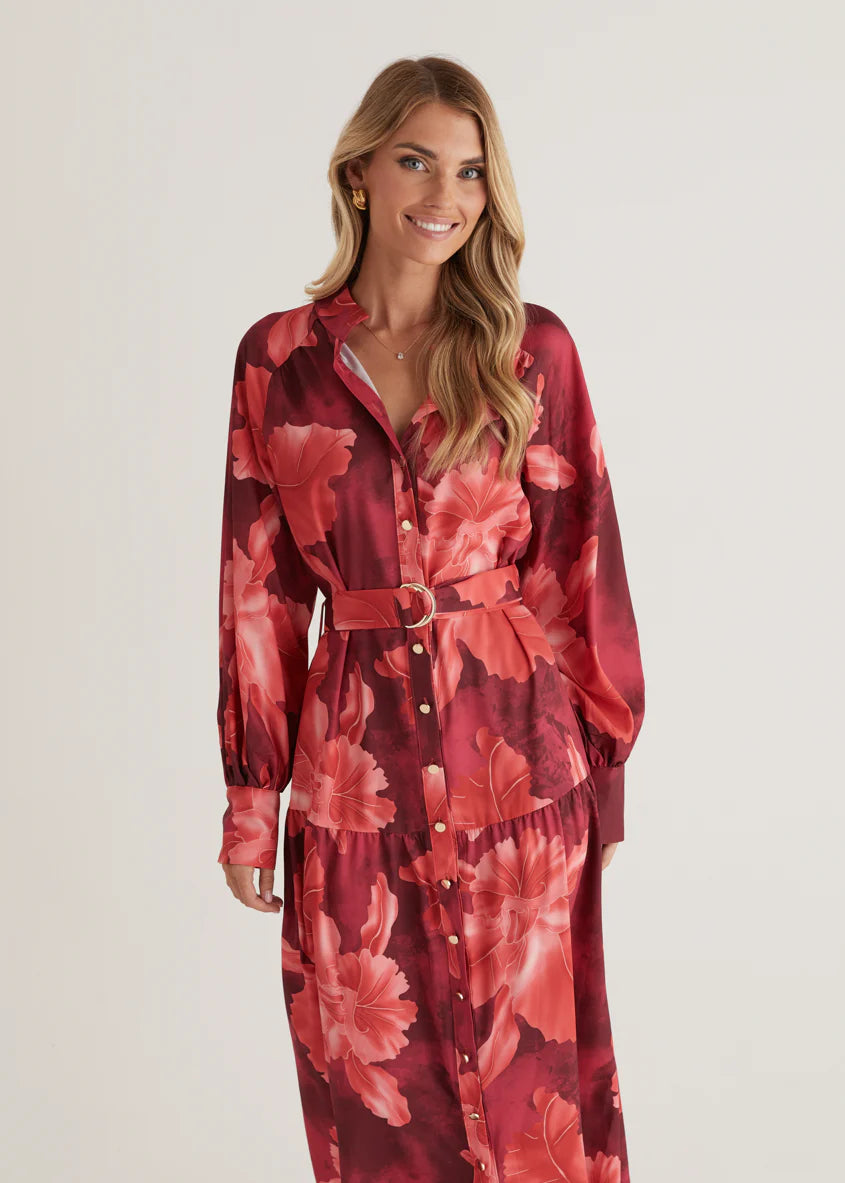 Marisa Maxi Dress - Red Floral