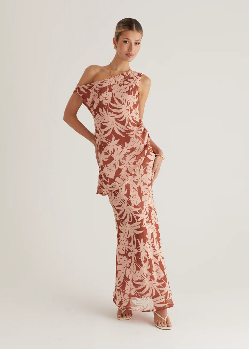 Cartez Off Shoulder Top - Bronze Palm