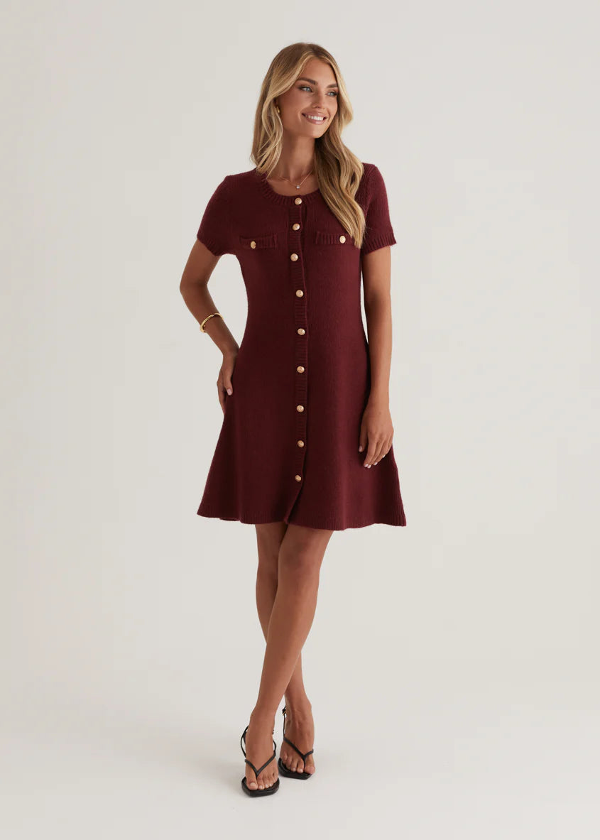Savannah Knit Dress - Wine