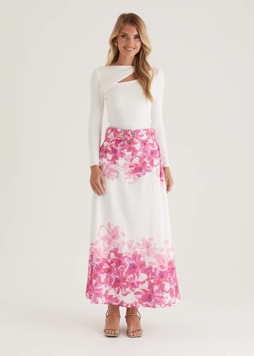 Averie Maxi Skirt - Pink Floral