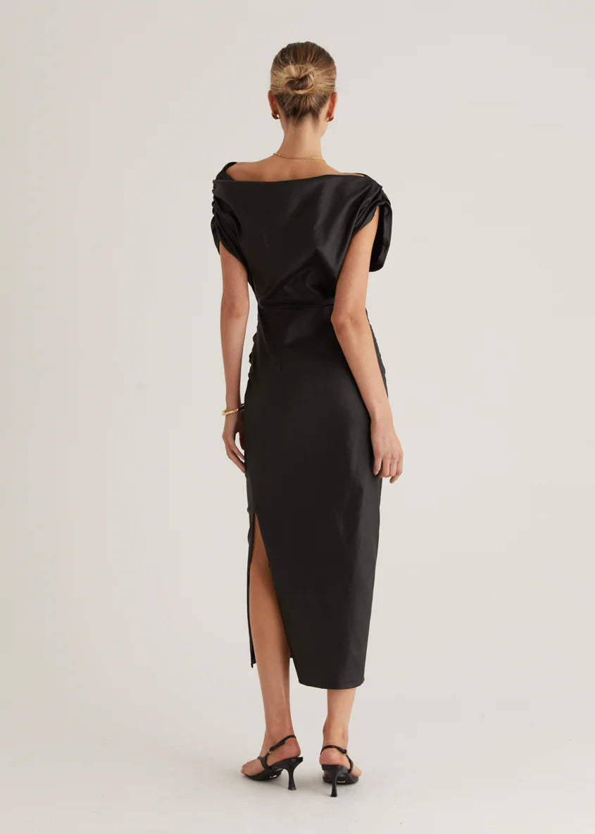 Astro Coated Midi Dress - Black