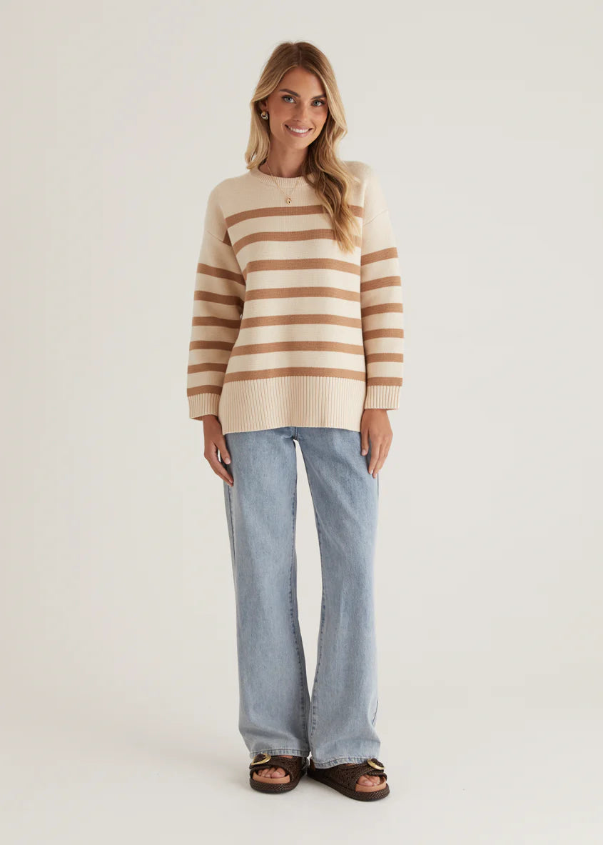 Coastalla Sweater - Beige Stripe