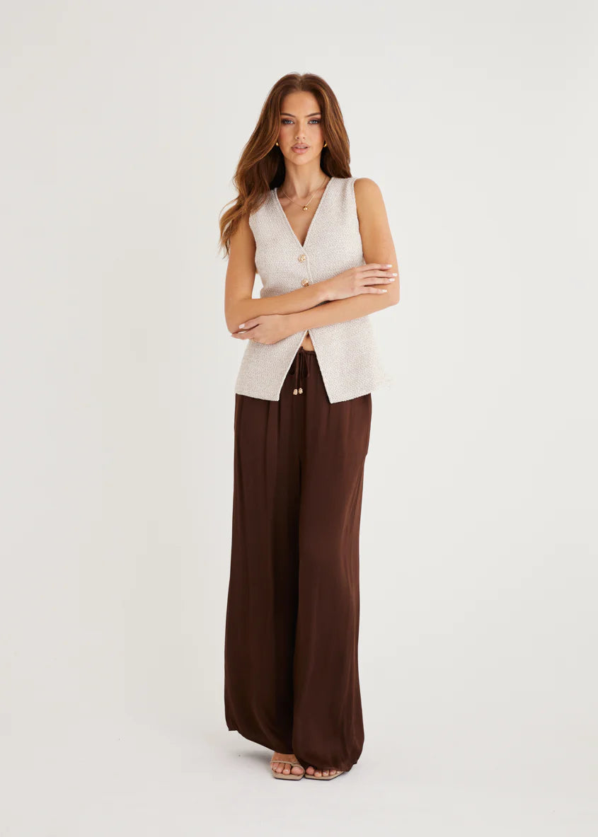 Sofia Vest Top - Oat Marl