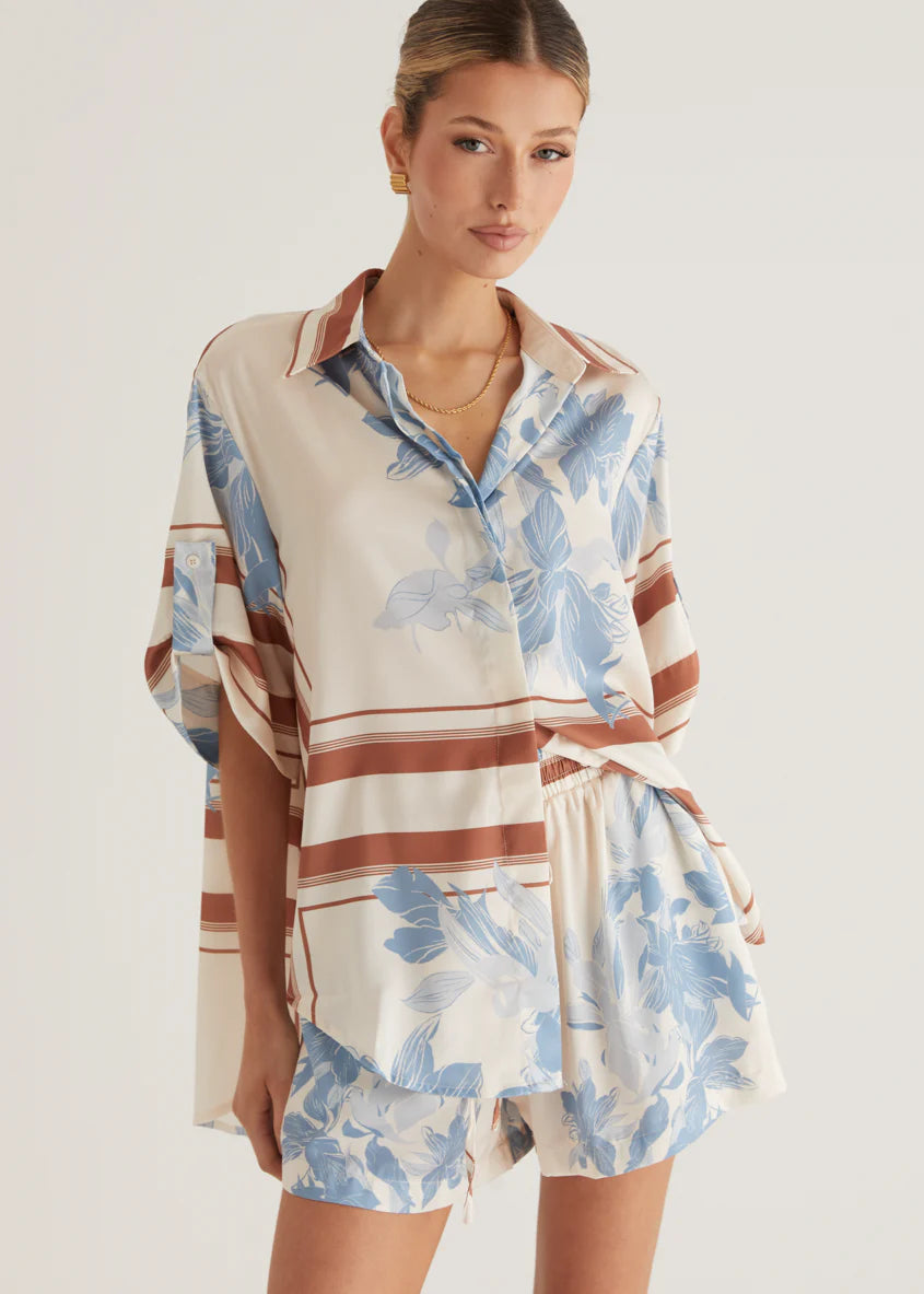 Kaycie Shirt - Blue Flowers