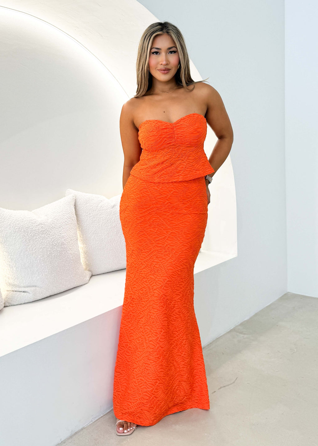 Halou Strapless Top - Tangerine