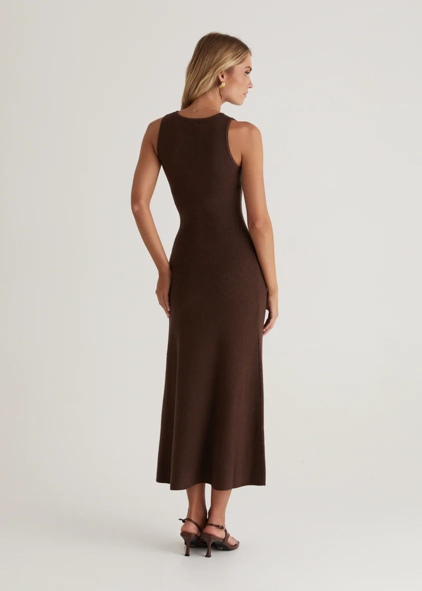 Tully Knit Midi Dress - Chocolate