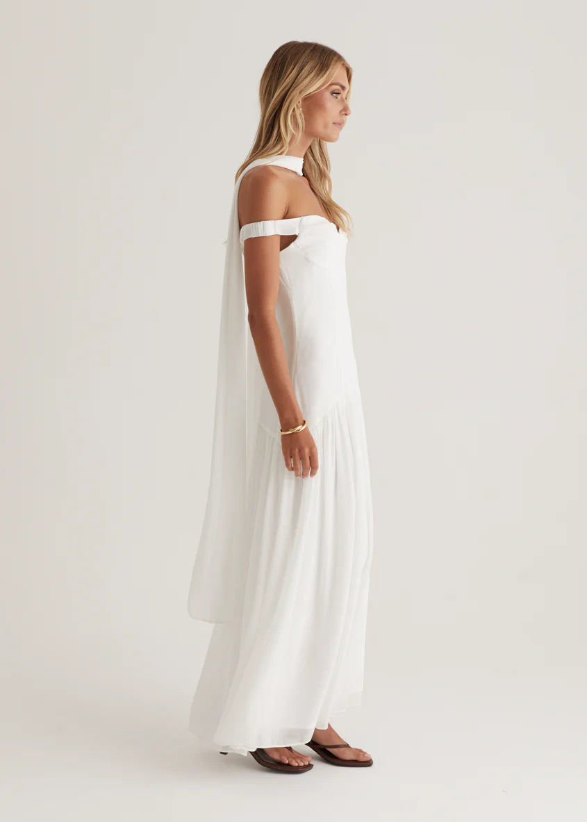 Kirah Off Shoulder Maxi Dress - Off White