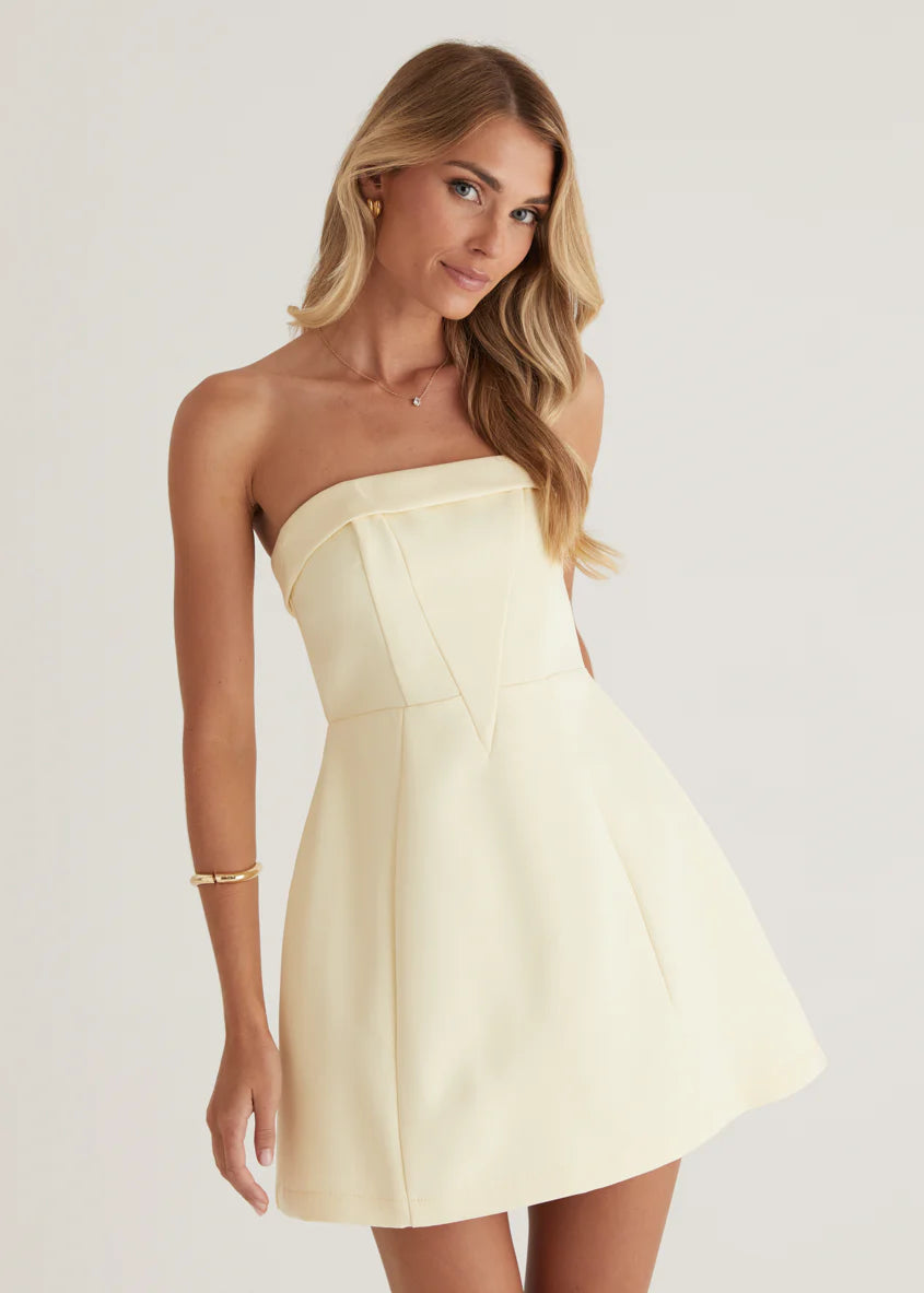 Mahala Strapless Dress - Lemon