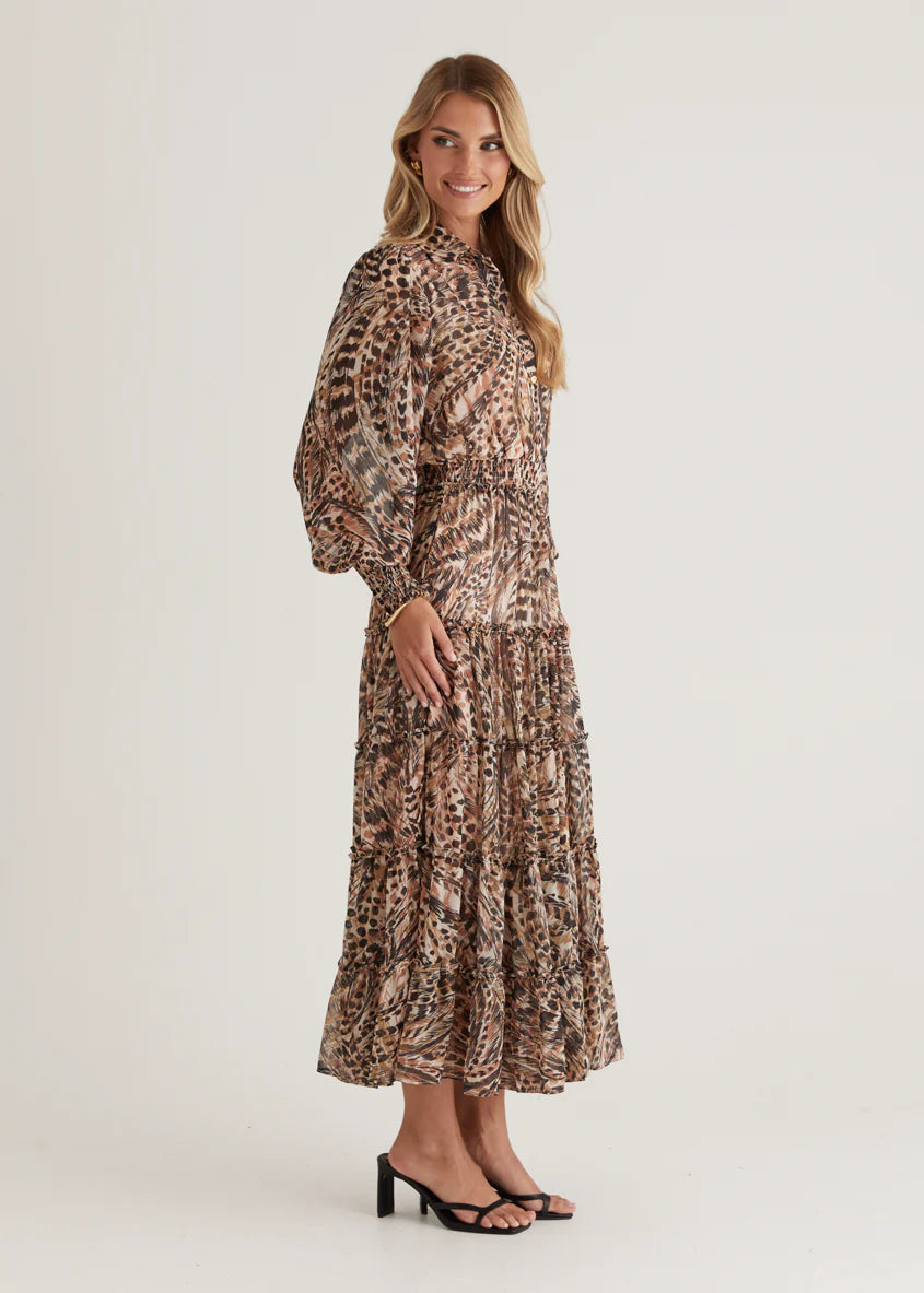 Brigette Maxi Dress - Peach Feather