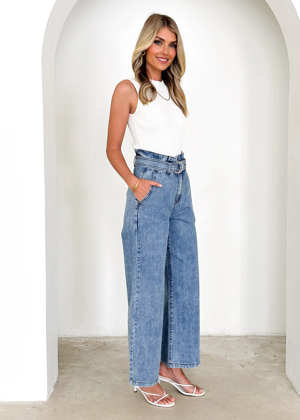 Gwen Paperbag Jeans - Blue