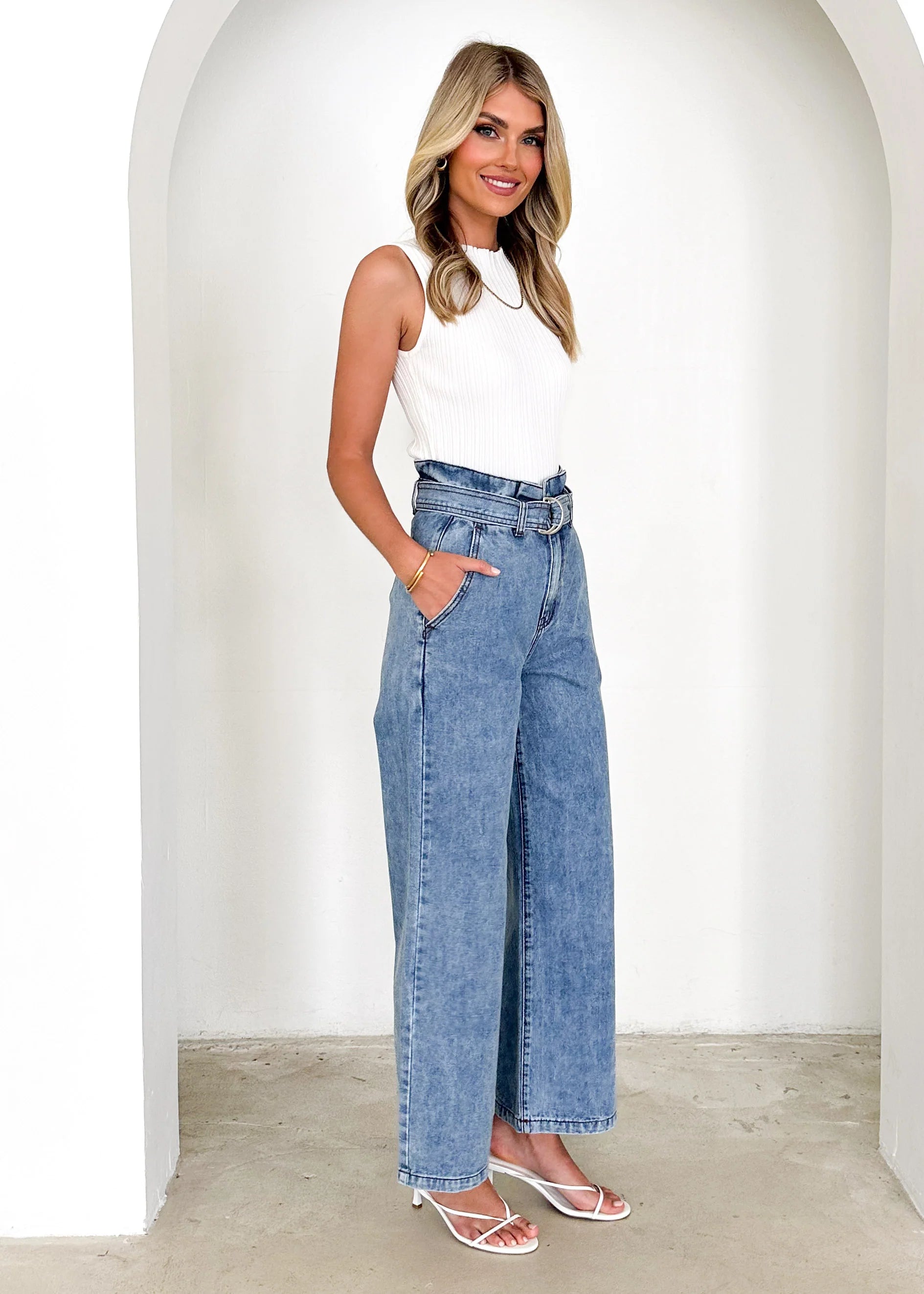 Gwen Paperbag Jeans - Blue