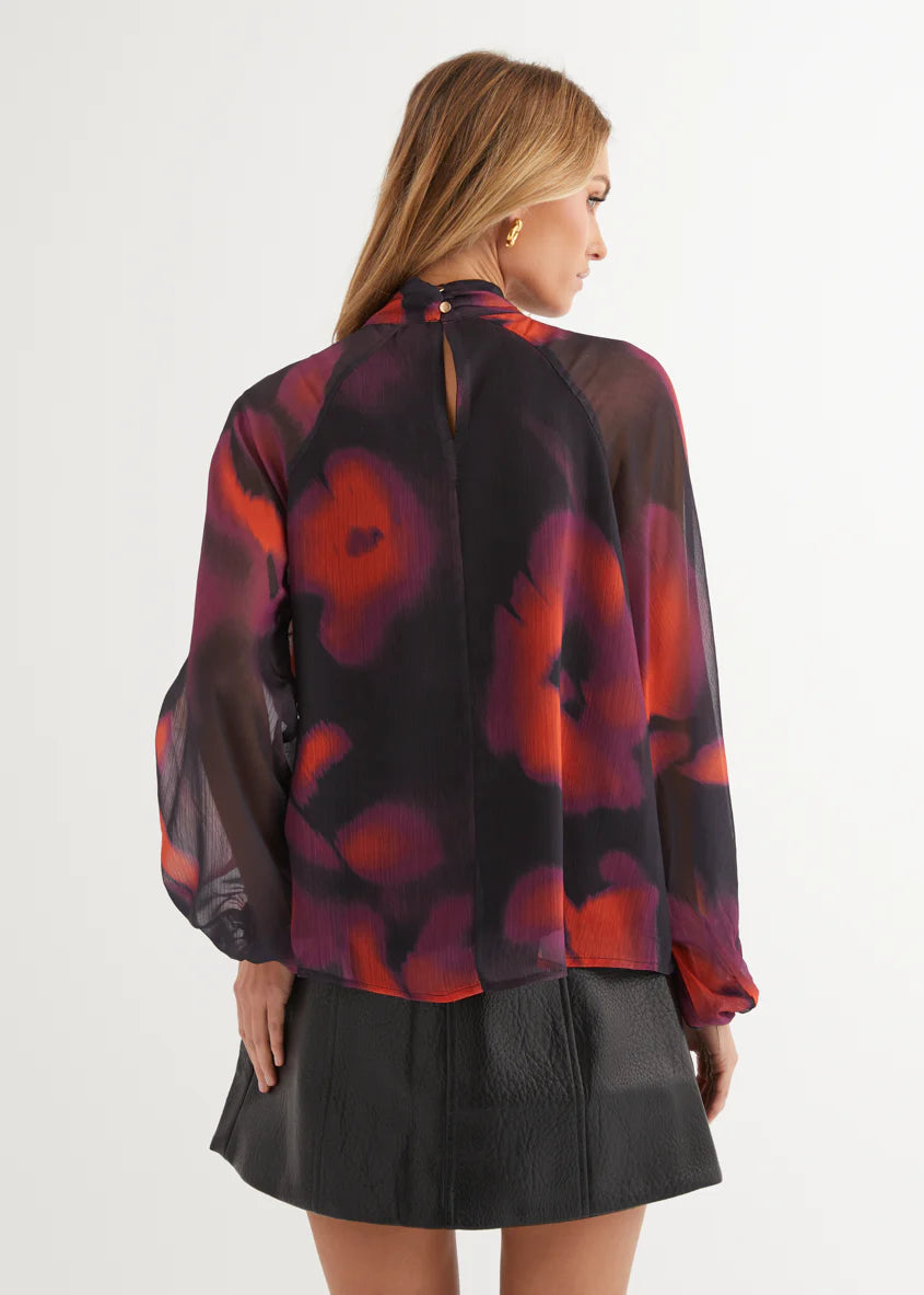Magnolia Blouse - Black Watercolour
