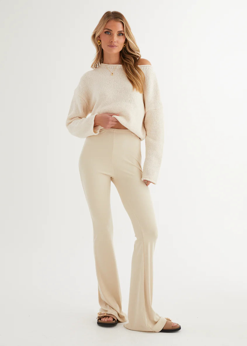 Nobody Knows Flare Pants - Beige