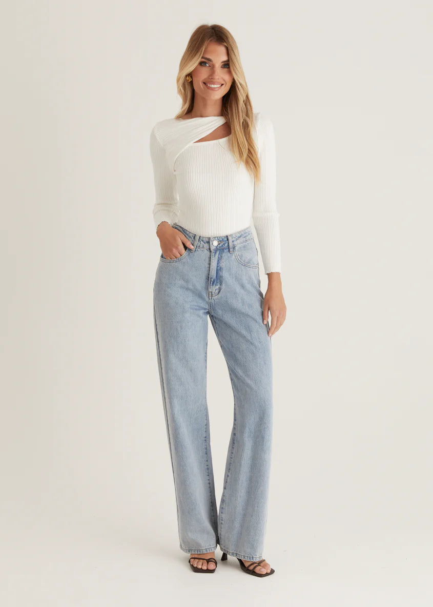 Fenla Twist Knit Top - Off White