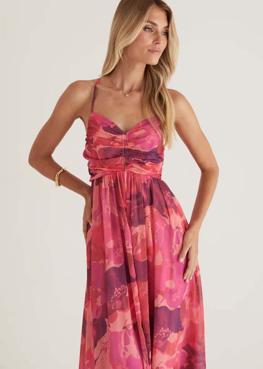 Tahitian Midi Dress - Magenta Rush