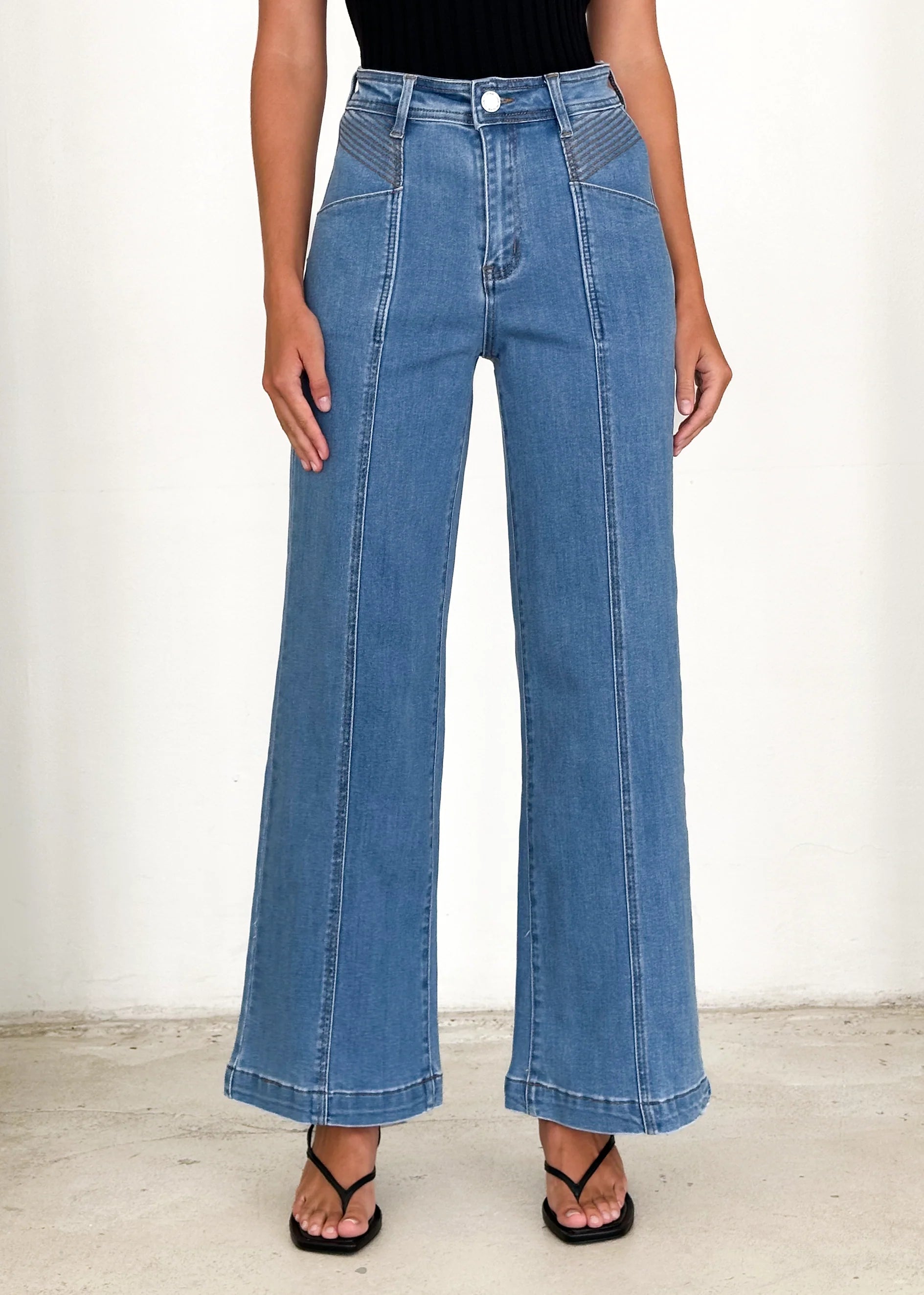 Jess Stretch Wide Leg Jeans - Light Blue