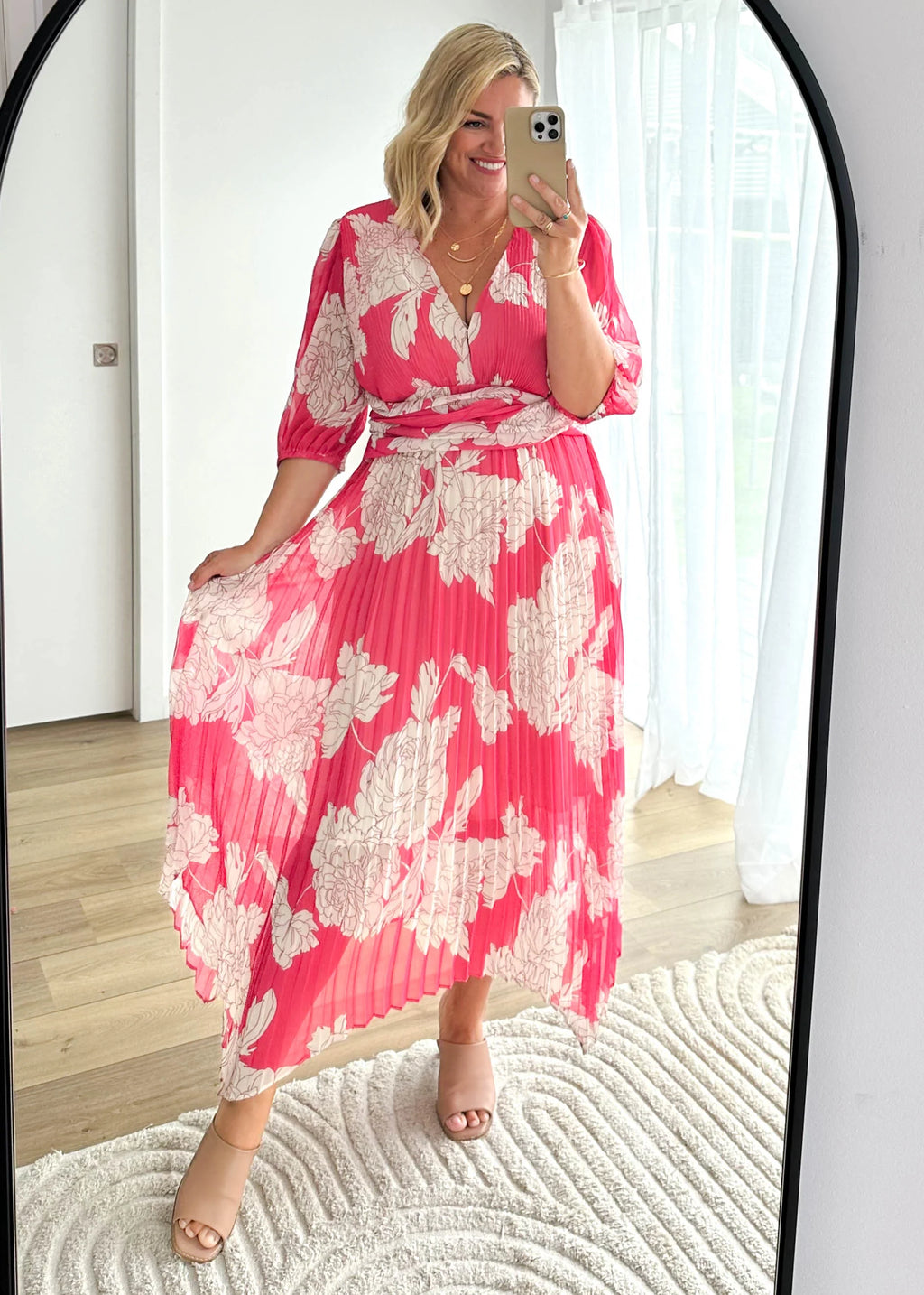 Twinker Midi Dress - Pink Floral