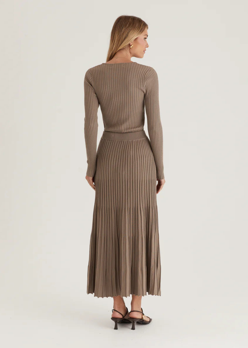 Skylee Knit Maxi Skirt - Mocha